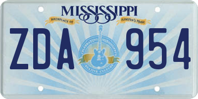 MS license plate ZDA954