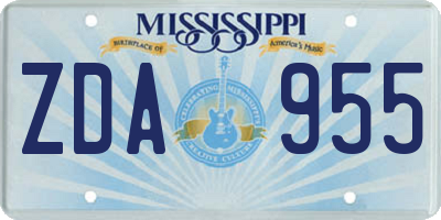 MS license plate ZDA955