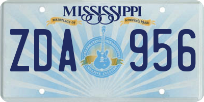 MS license plate ZDA956