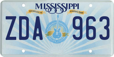 MS license plate ZDA963