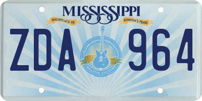 MS license plate ZDA964