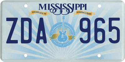 MS license plate ZDA965
