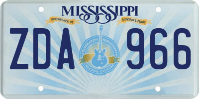 MS license plate ZDA966