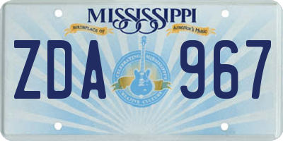 MS license plate ZDA967