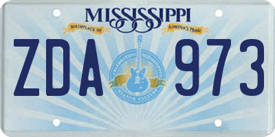 MS license plate ZDA973