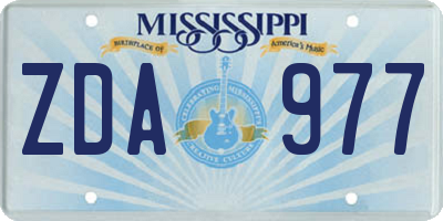 MS license plate ZDA977