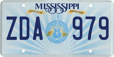 MS license plate ZDA979