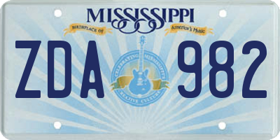 MS license plate ZDA982