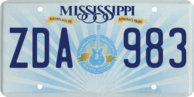 MS license plate ZDA983