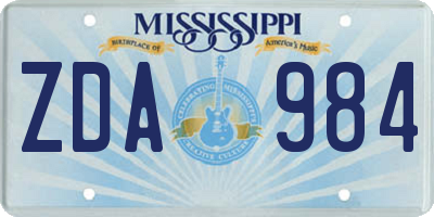 MS license plate ZDA984