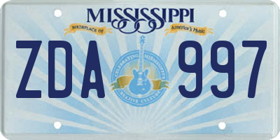 MS license plate ZDA997