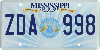 MS license plate ZDA998