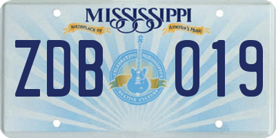 MS license plate ZDB019