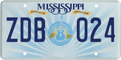 MS license plate ZDB024