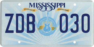 MS license plate ZDB030