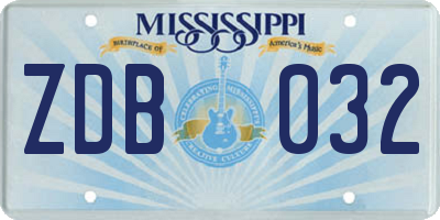 MS license plate ZDB032