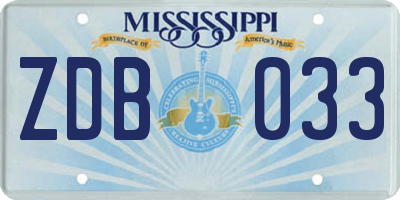 MS license plate ZDB033