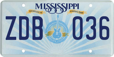 MS license plate ZDB036