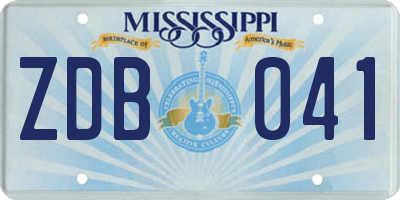 MS license plate ZDB041