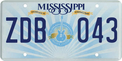MS license plate ZDB043