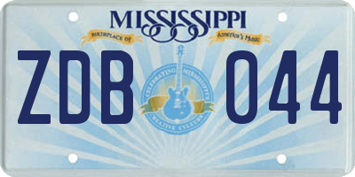 MS license plate ZDB044