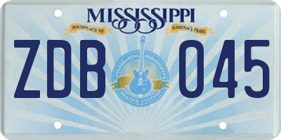 MS license plate ZDB045