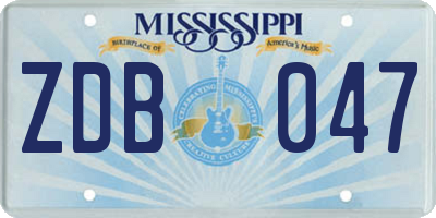 MS license plate ZDB047