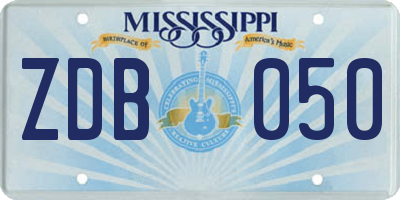 MS license plate ZDB050