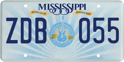 MS license plate ZDB055