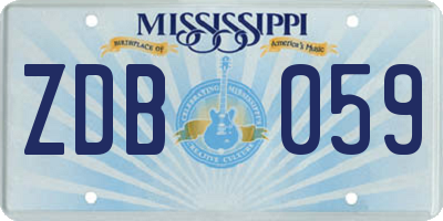 MS license plate ZDB059