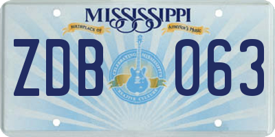 MS license plate ZDB063