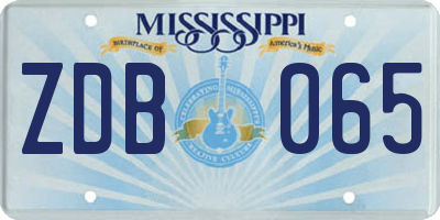 MS license plate ZDB065