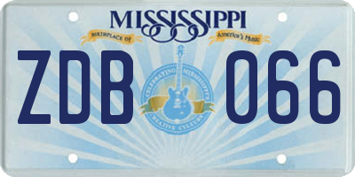 MS license plate ZDB066