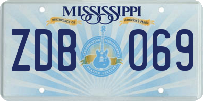 MS license plate ZDB069