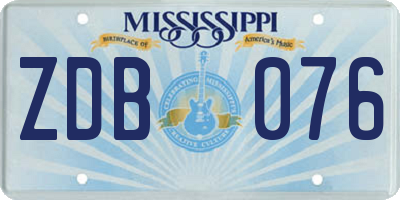 MS license plate ZDB076