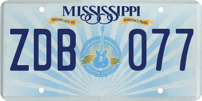 MS license plate ZDB077