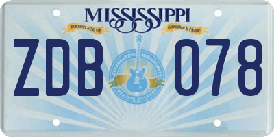MS license plate ZDB078