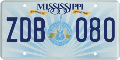 MS license plate ZDB080