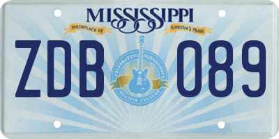 MS license plate ZDB089