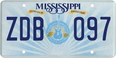 MS license plate ZDB097
