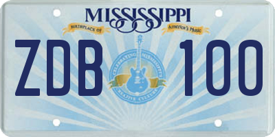 MS license plate ZDB100