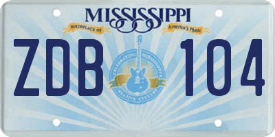 MS license plate ZDB104