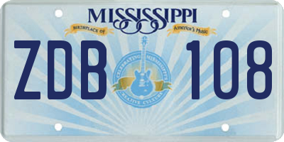 MS license plate ZDB108