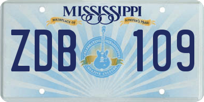 MS license plate ZDB109
