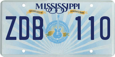 MS license plate ZDB110