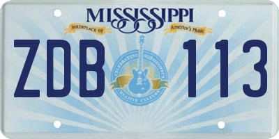 MS license plate ZDB113