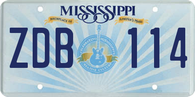 MS license plate ZDB114