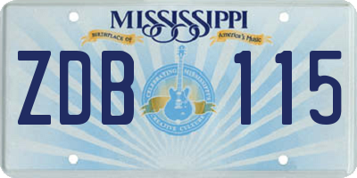 MS license plate ZDB115