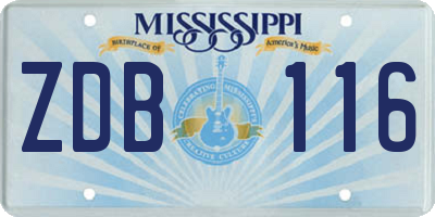 MS license plate ZDB116