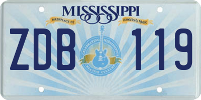 MS license plate ZDB119